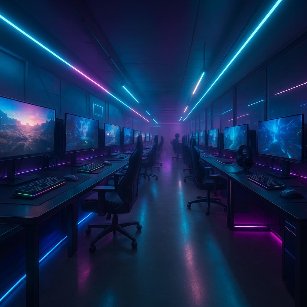 Moderner PC-Gaming-Bereich mit RGB-Beleuchtung